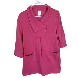 Blair Womens Hot Pink Shawl Collar Pullover Tunic Sweater Pockets Medium GoGo